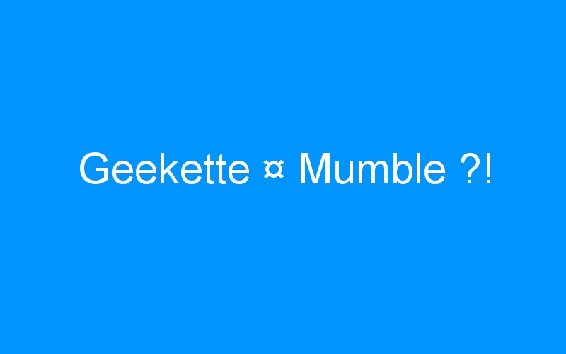 Lire la suite à propos de l’article Geekette ¤ Mumble ?!